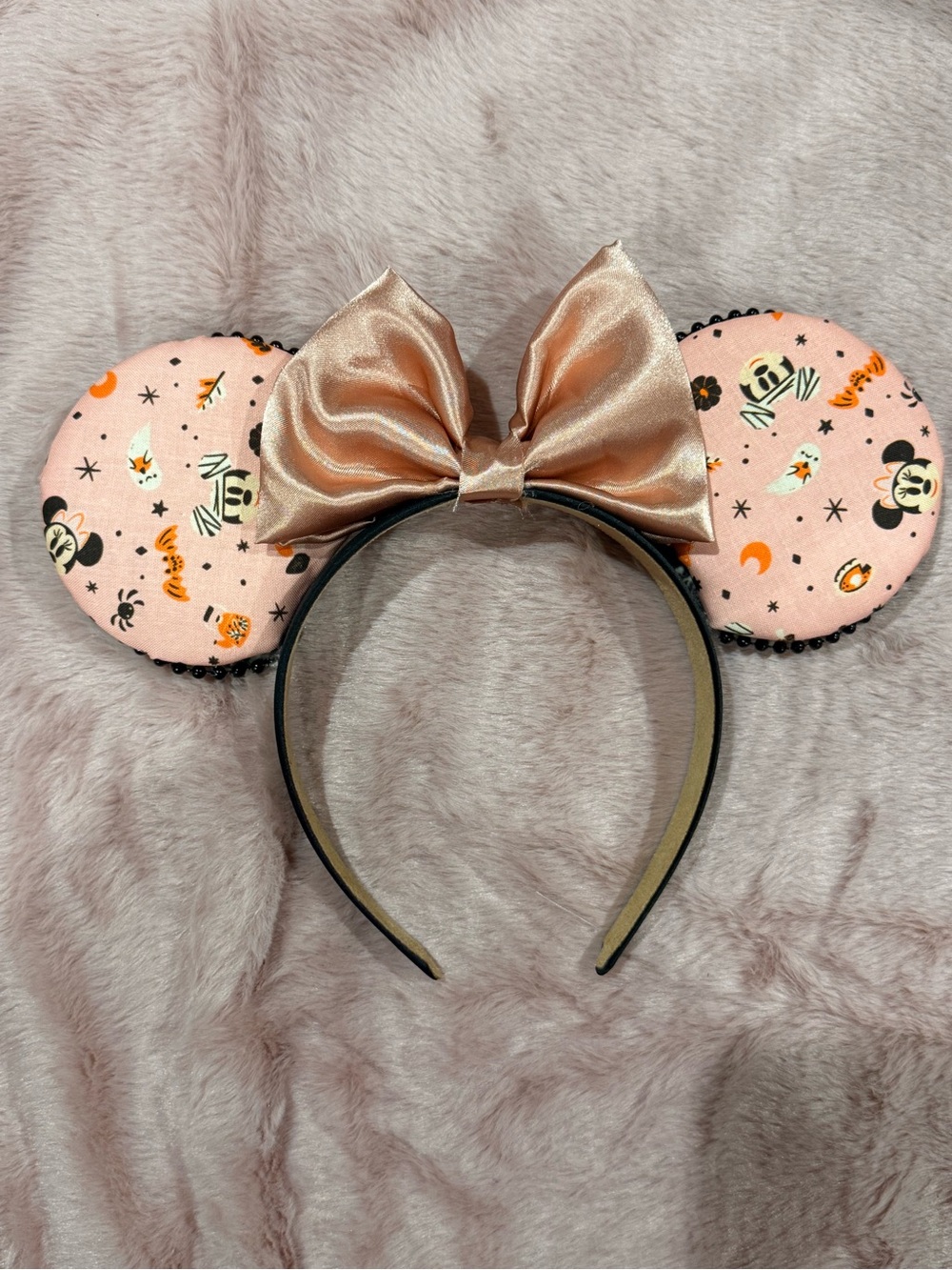 Disney Minnie and Mickey Halloween Mouse Ear Headband with Satin bow